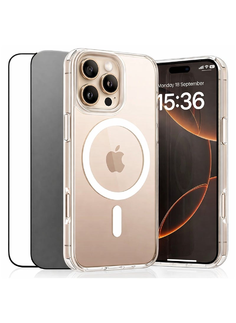 MOBM Pack Of 3 Protection for iPhone 16 Pro Max – MagSafe Clear Case - Clear Screen - Privacy Screen - Image 1